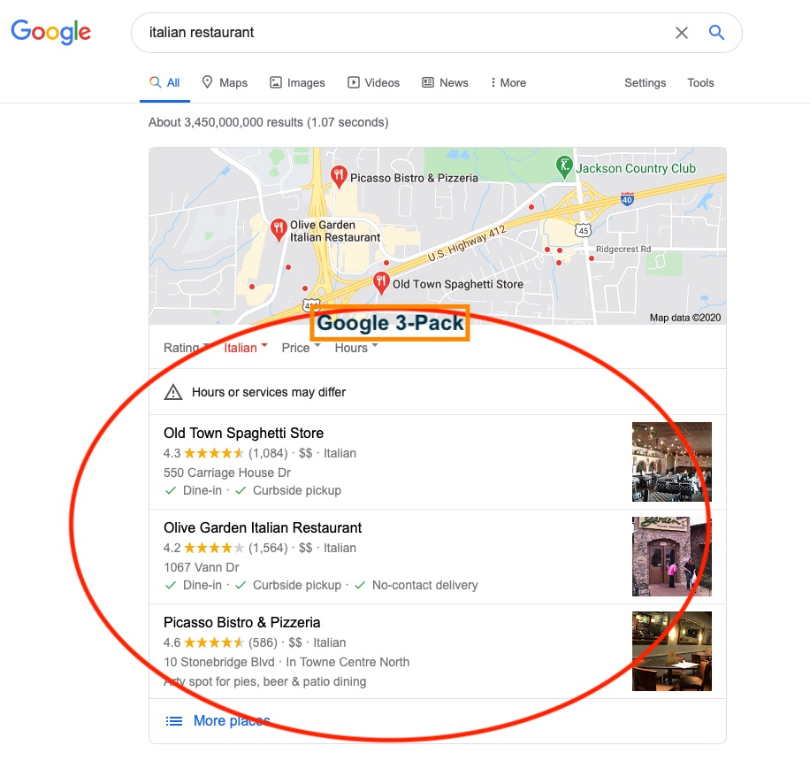 Top Ranked Jackson TN Restaurants in Google 3 Pack